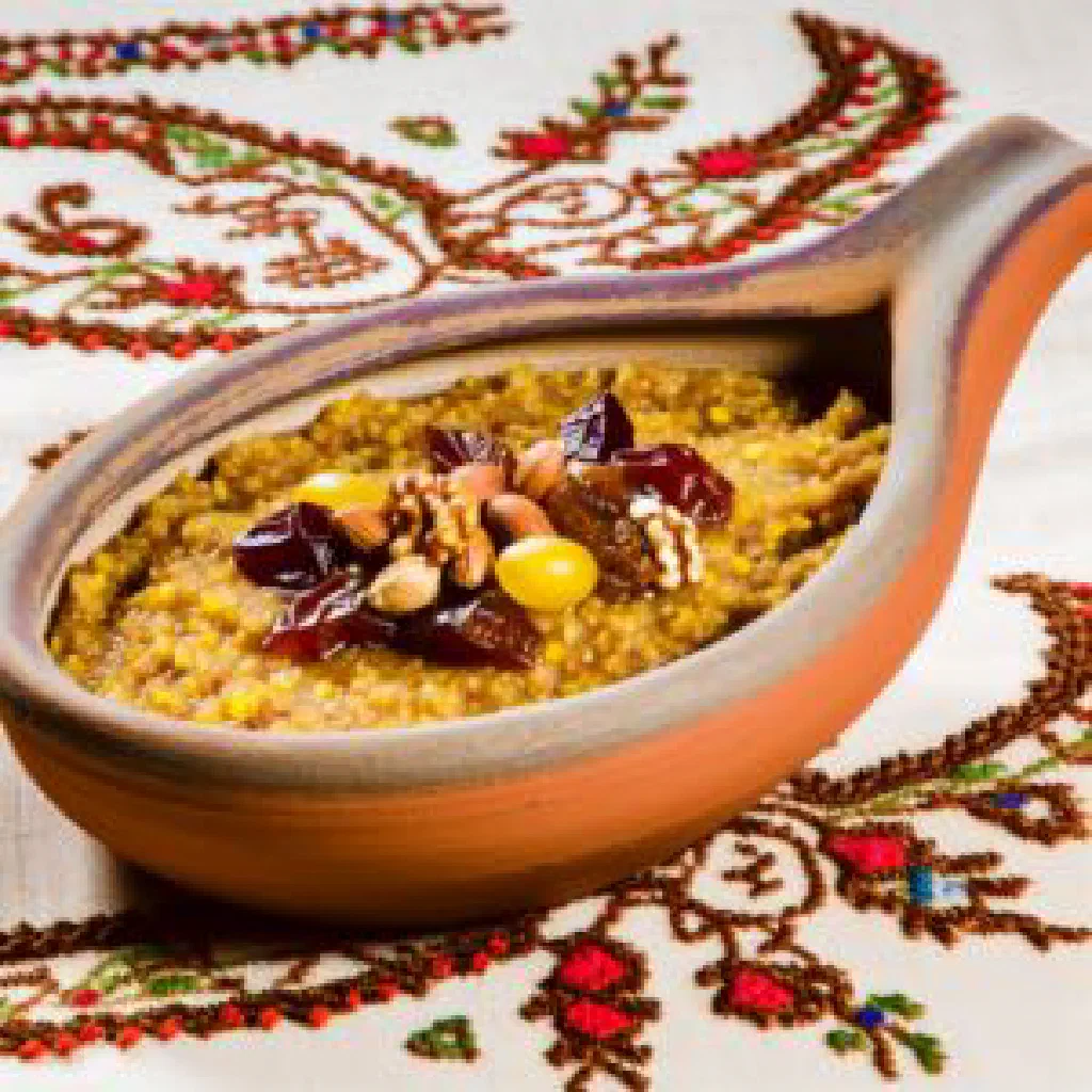 Albanian hallvë shqiptare topped with honey, walnuts and cinnamon