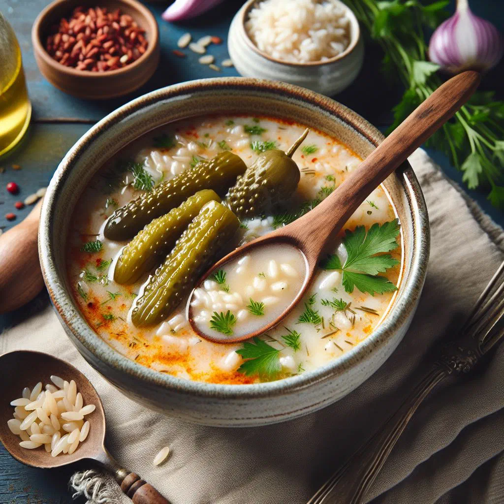 A bowl of Albanian lentil soup garnished with fresh parsley