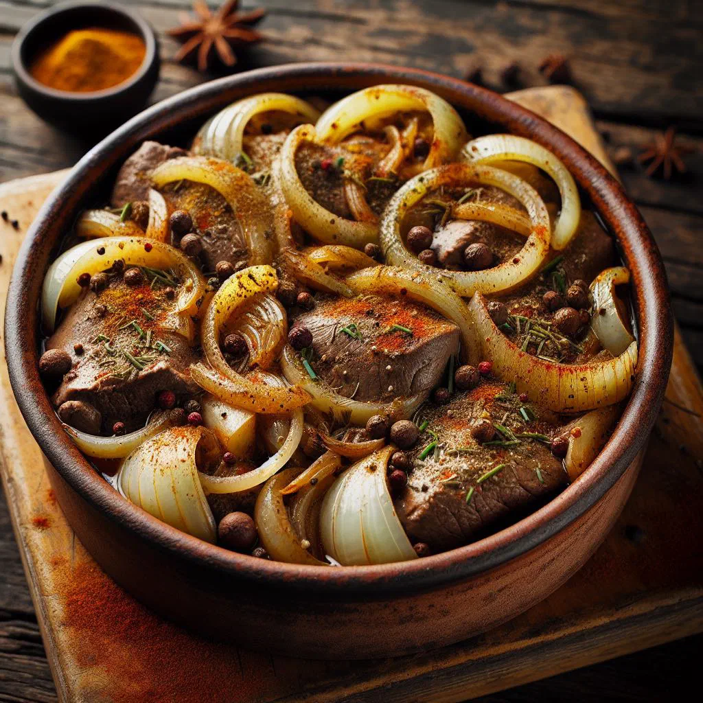 Tave Dheu casserole with tender meat, potatoes and tomato baked in a clay pot