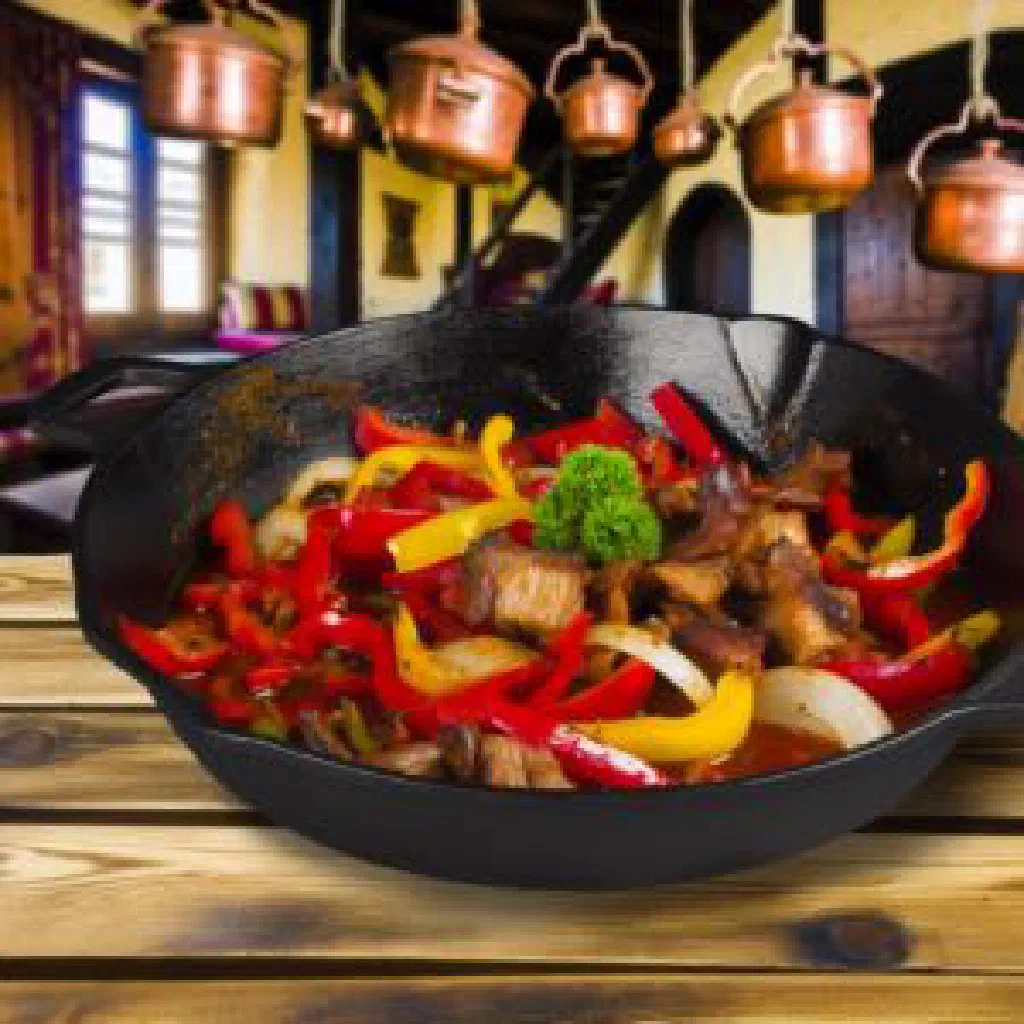 Colourful Algerian chlada fakya vegetable salad garnished with fresh herbs