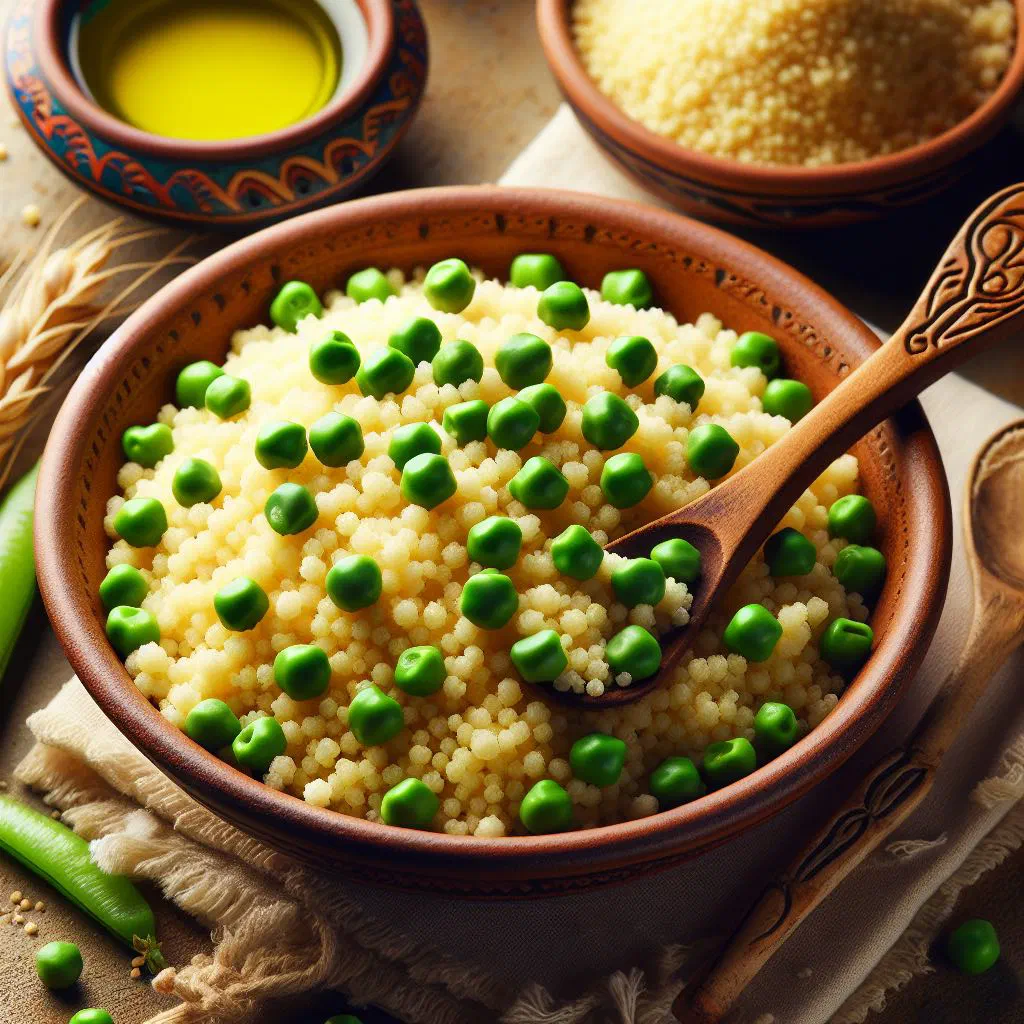 Steamed couscous with vegetables garnished with fresh parsley