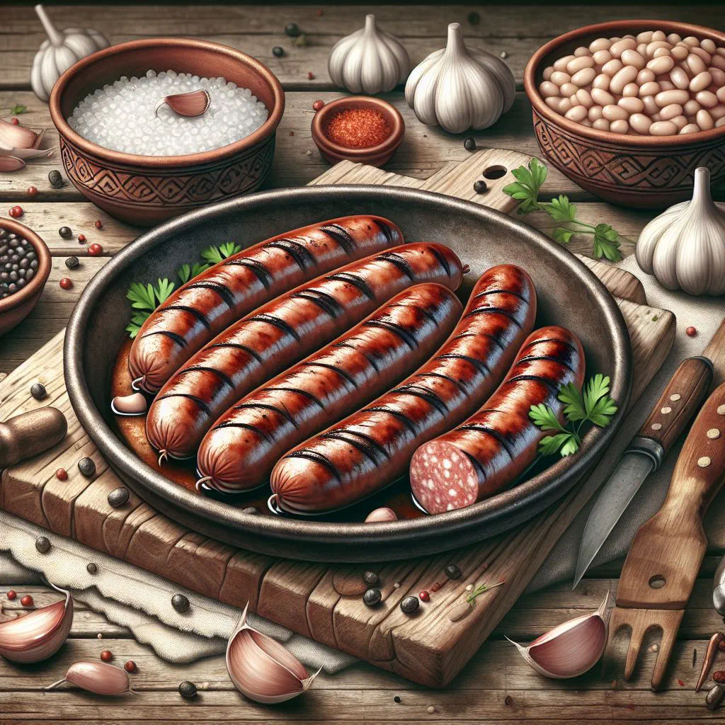 Golden-browned botifarra sausage served with white beans and parsley