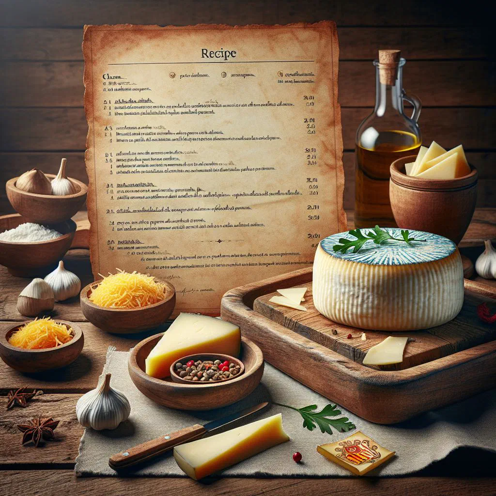 Melted fromage cheese with herbs and toasted baguette on a wooden board