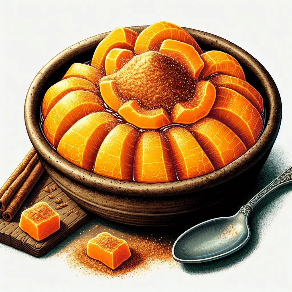 Bowl of Angolan pumpkin dessert topped with grated coconut