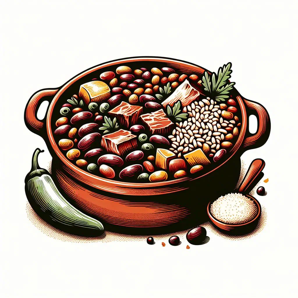 Angolan feijoada bean and meat stew in a deep bowl with fresh coriander