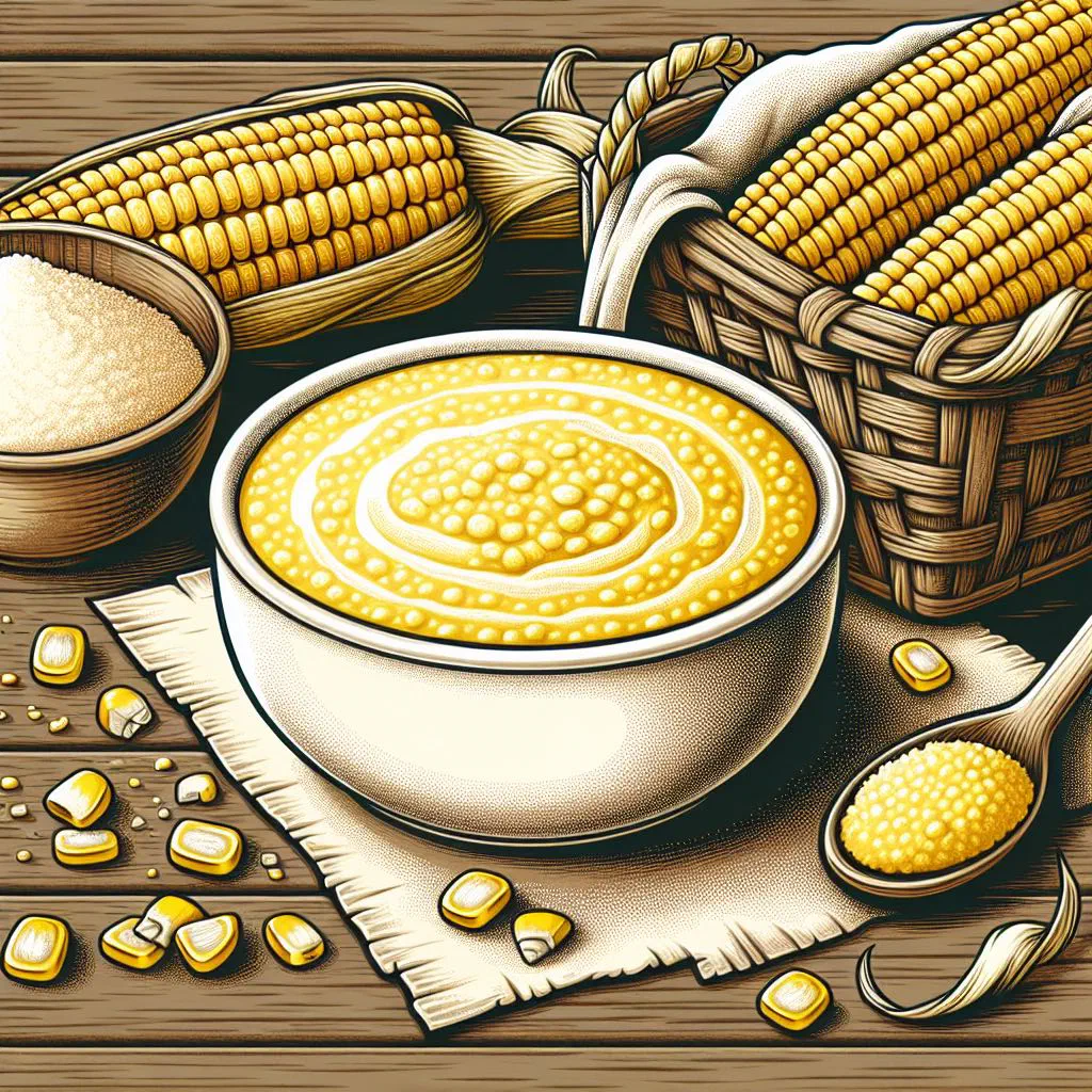 Bowl of smooth Angolan funge de milho made from maize meal