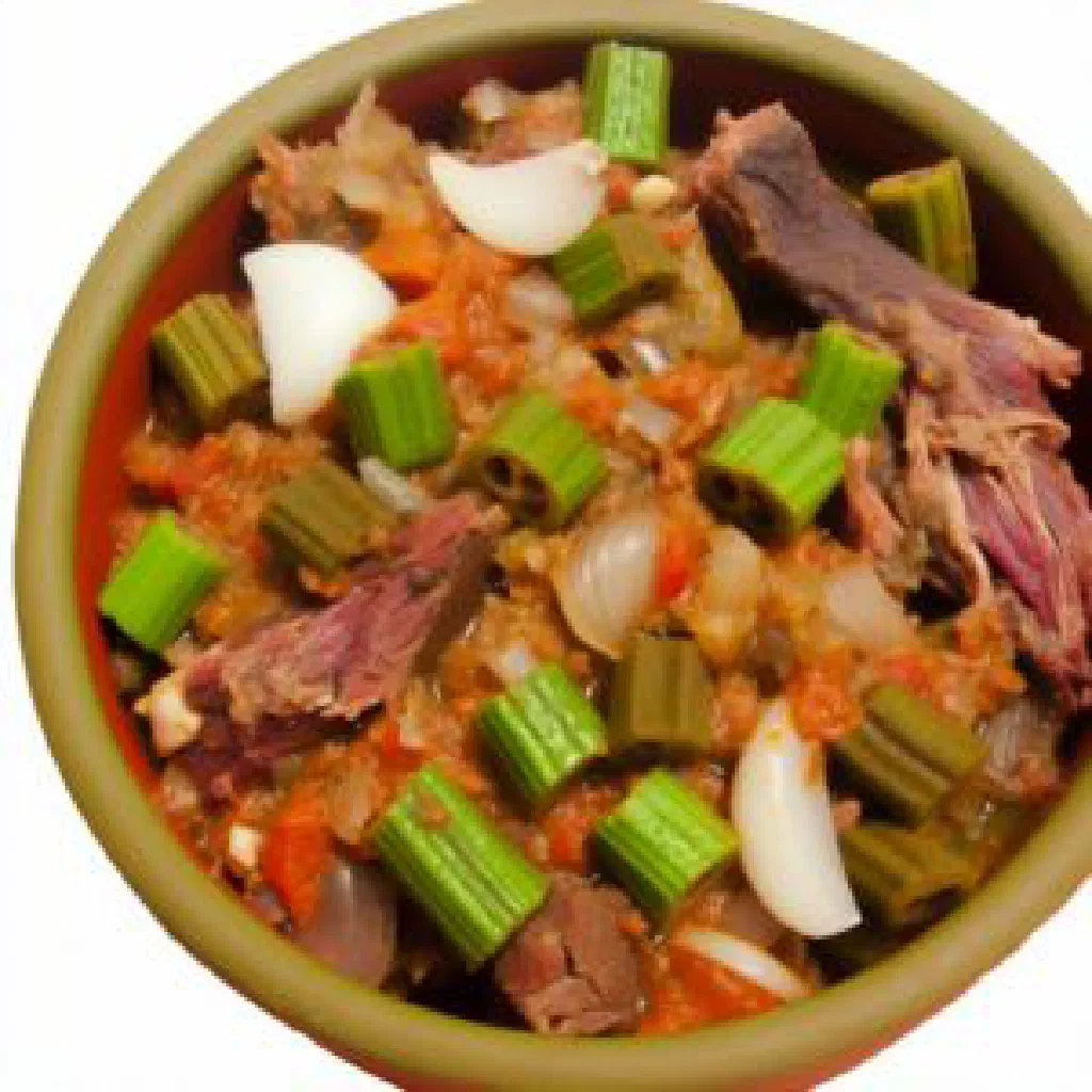 Mafuma stew with fish, peppers and tomatoes garnished with fresh coriander