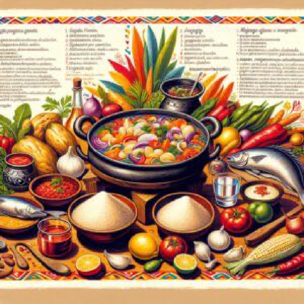 A warm bowl of muzongué served with fresh herbs and side dishes