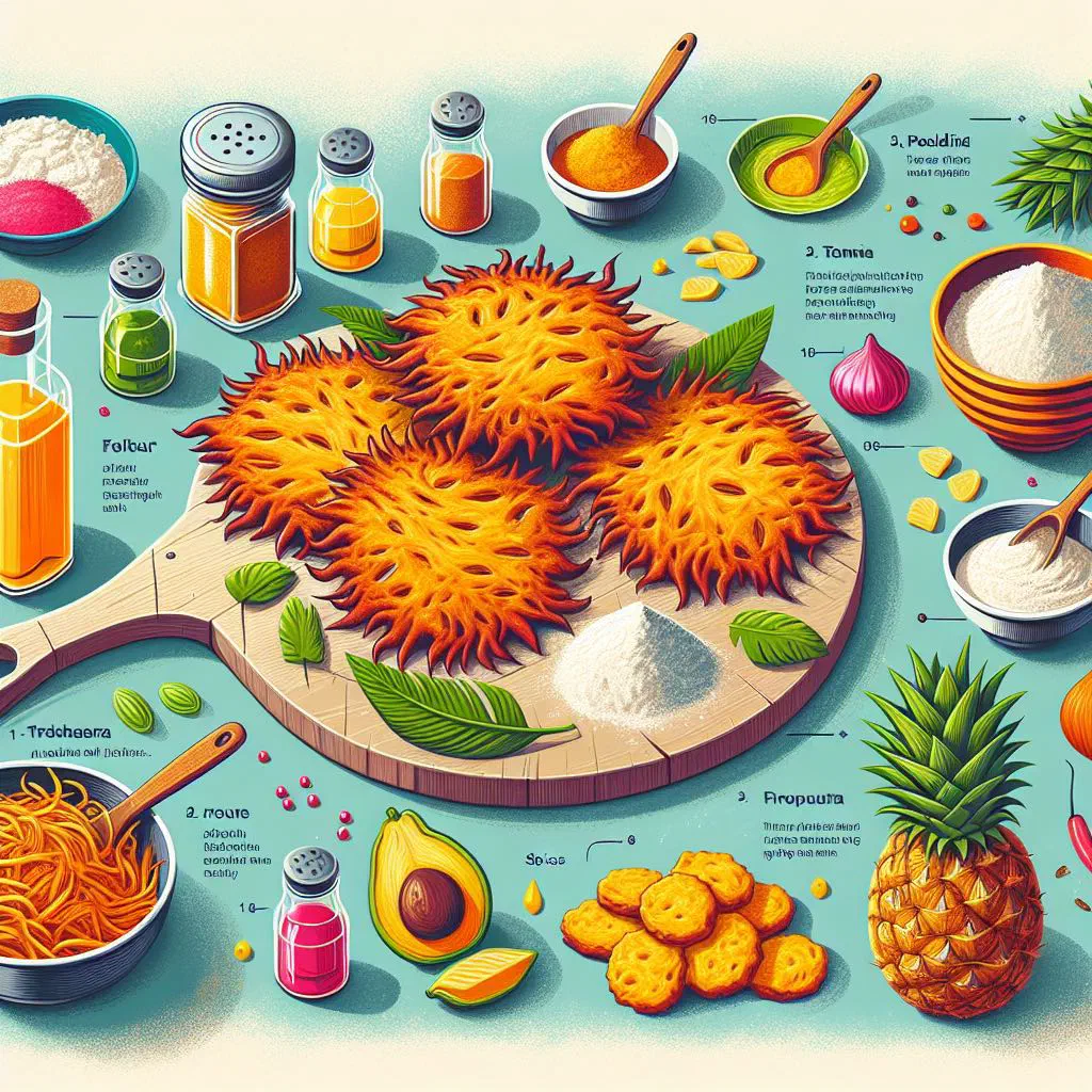 Golden Antiguan tannia fritters piled on a plate with a dipping sauce