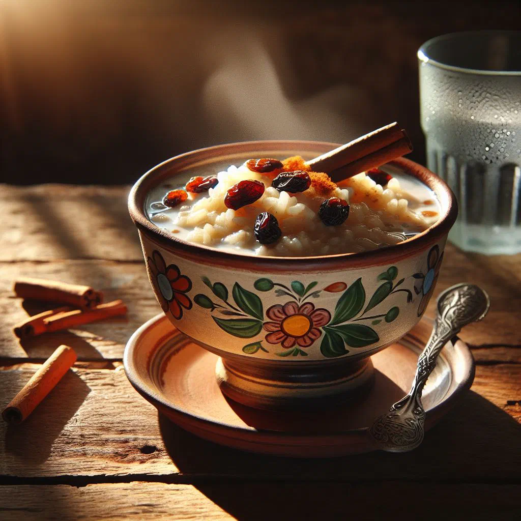 Creamy arroz con leche in a bowl dusted with cinnamon