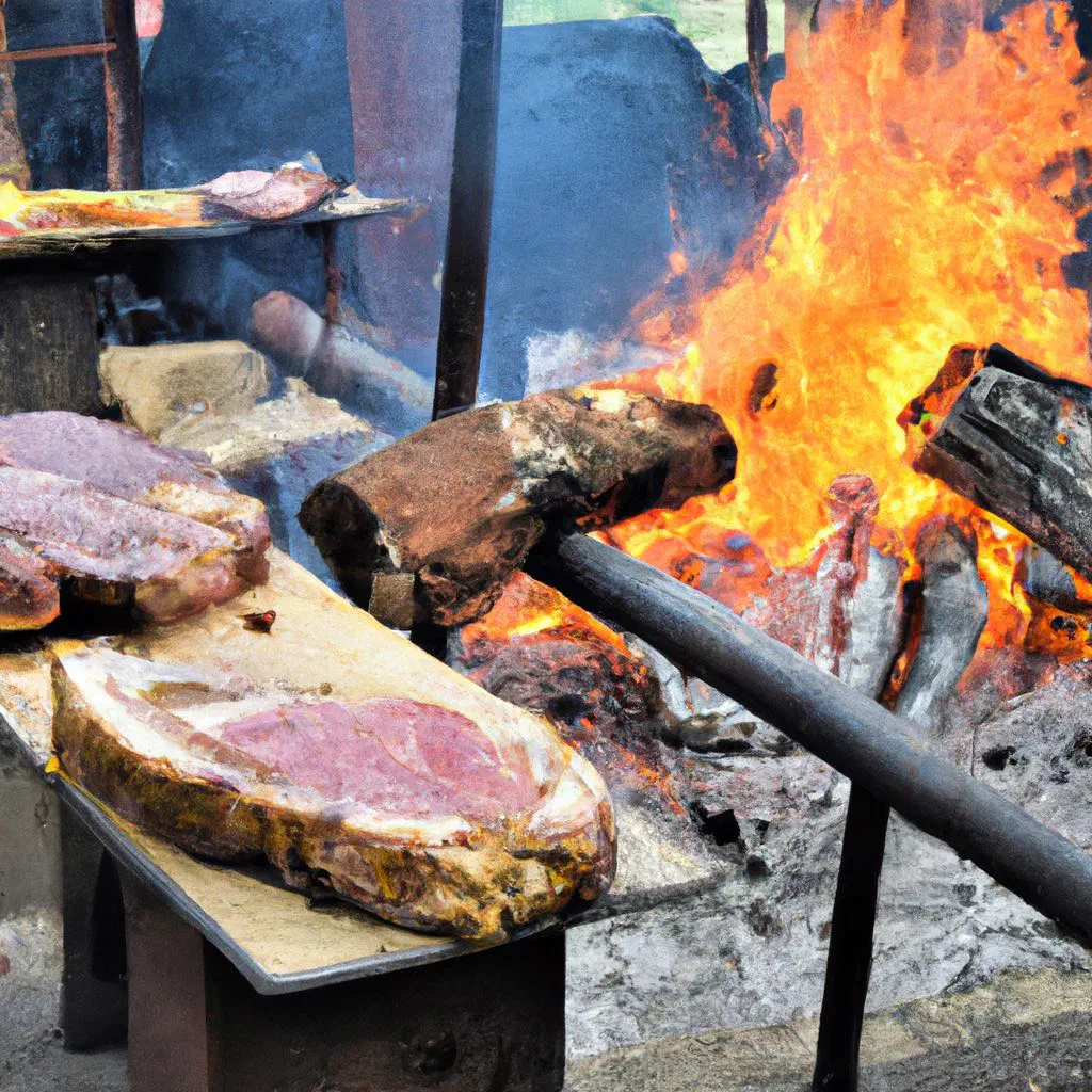 Sizzling Argentinian asado beef with peppers and onions