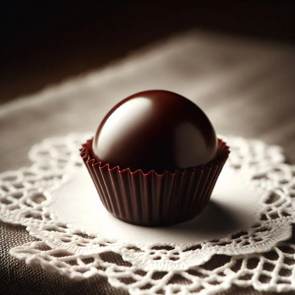 Argentine bombón chocolates dusted with cocoa on a small plate