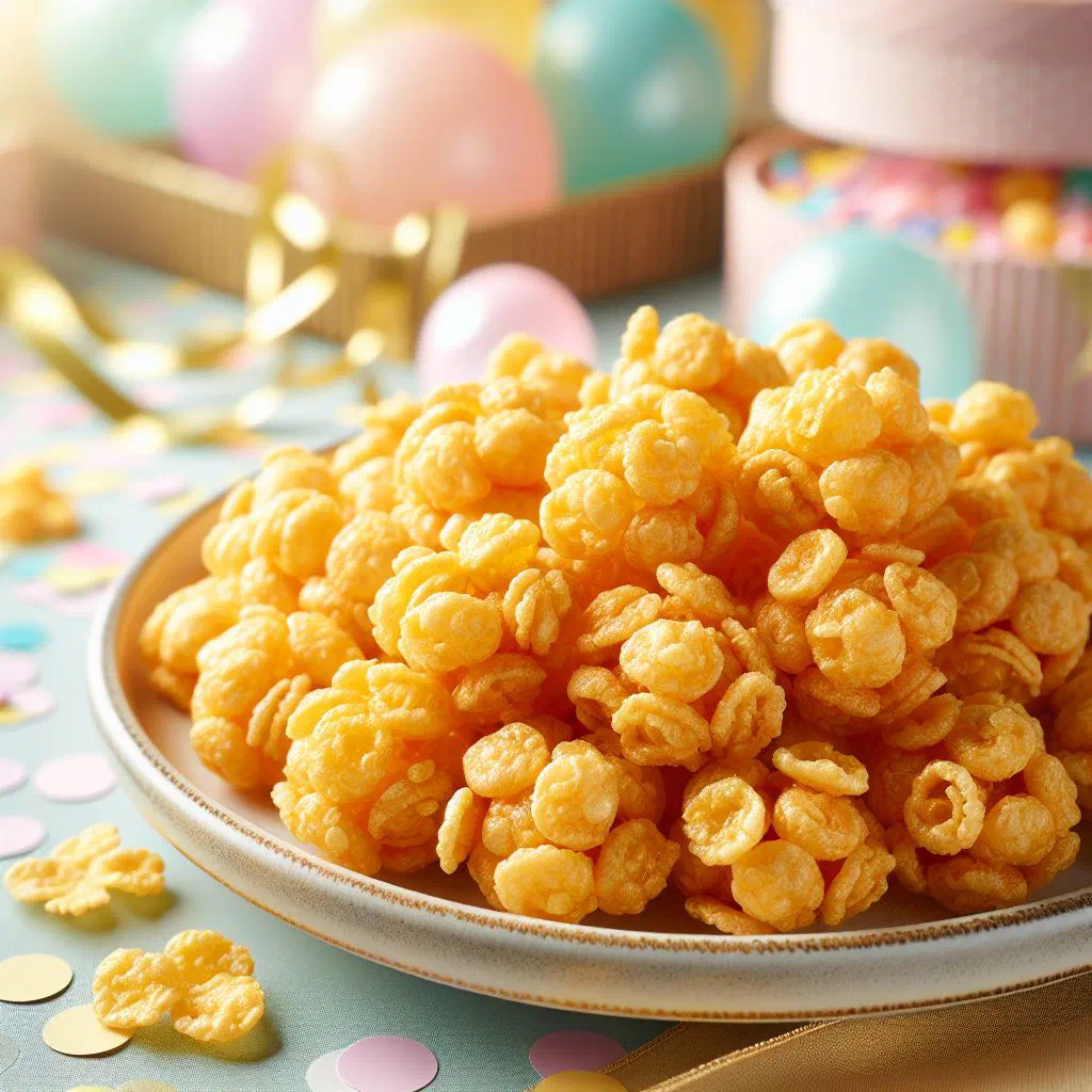 Golden honey joys in paper cases, crisp and glazed with honey