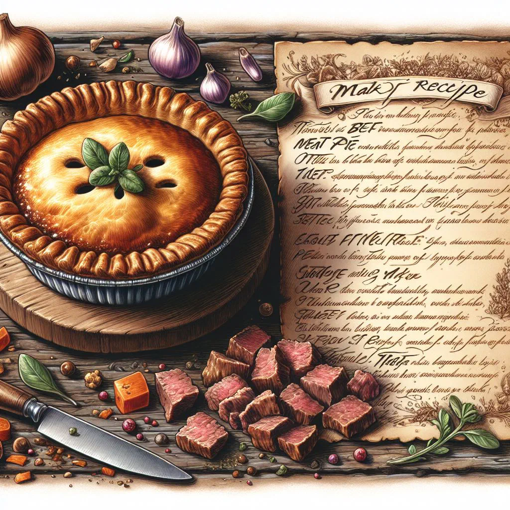 Golden baked Australian meat pie with a flaky pastry crust