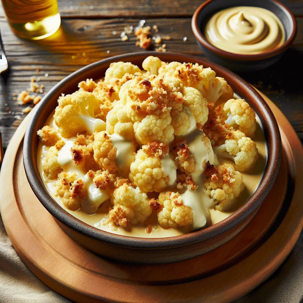 Tender cauliflower florets topped with golden buttered breadcrumbs