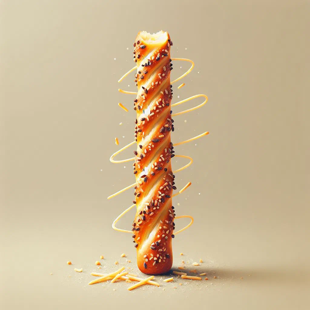Golden, twisted Austrian cheese straws fresh from the oven