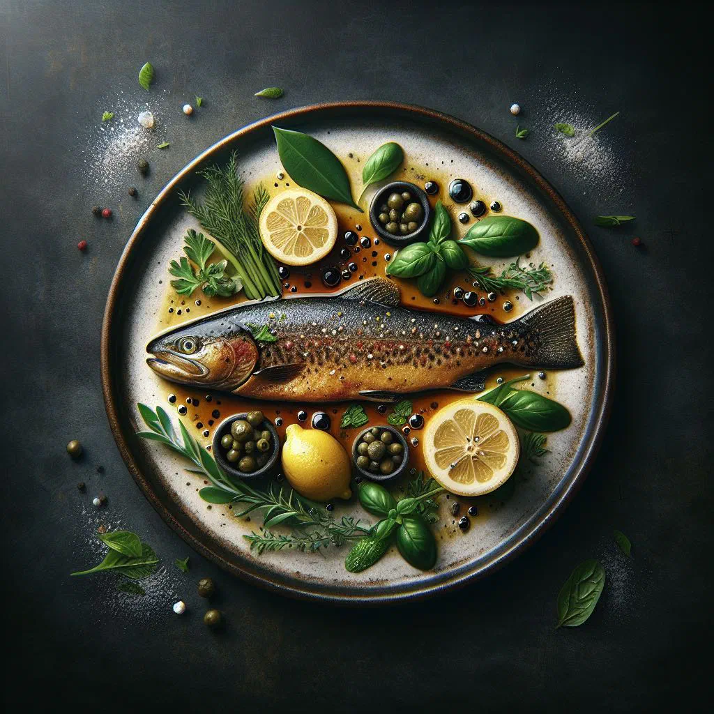 Pan-fried trout meunière with browned butter, almonds and a wedge of lemon