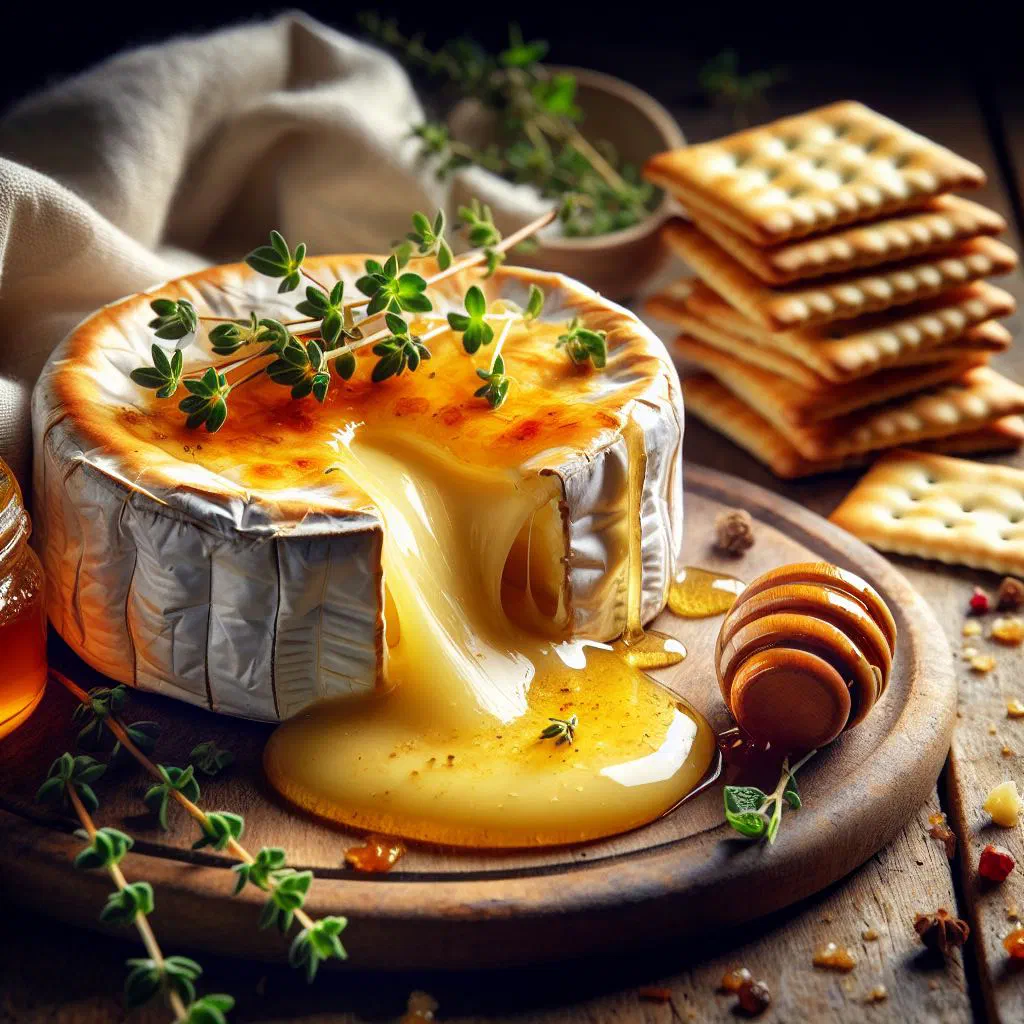 Golden fried camembert with fresh bread and a fruity dip