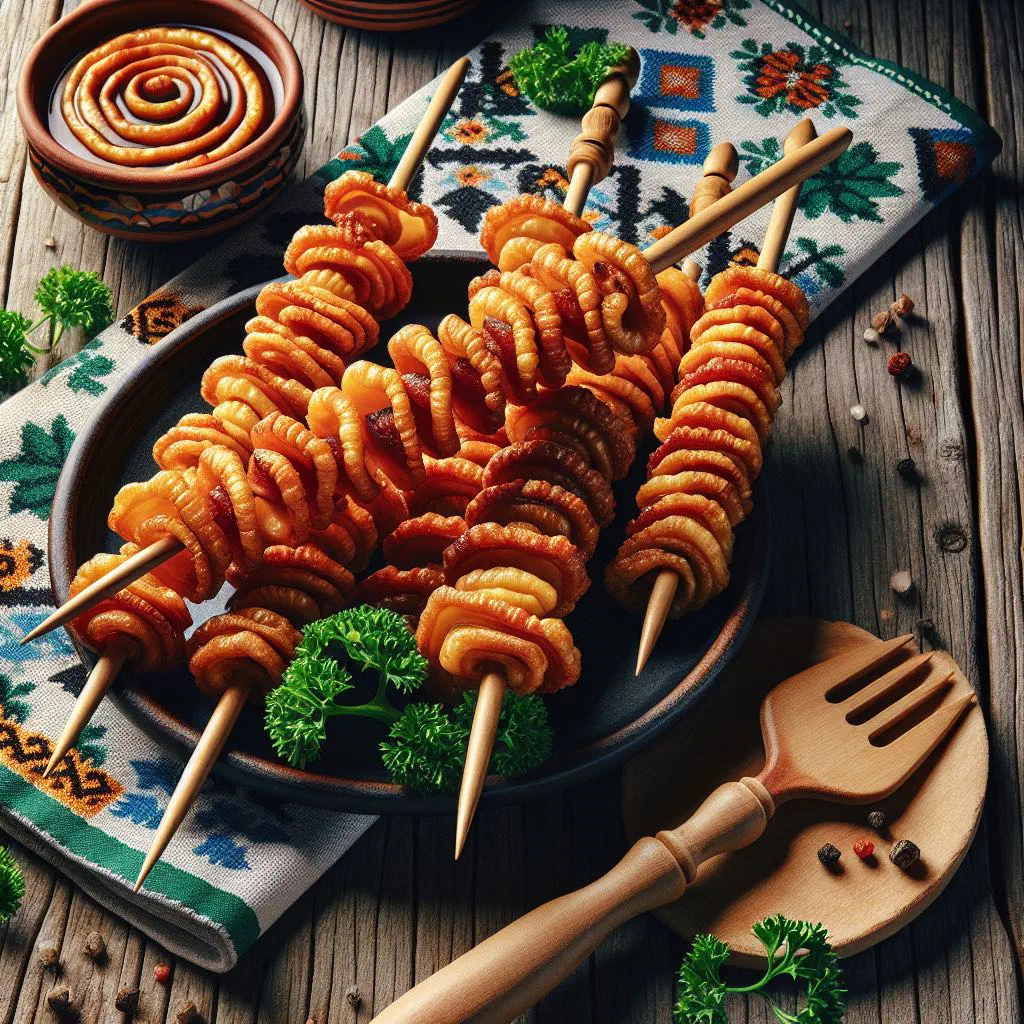 Golden baked Grammelstangerl pastry sticks filled with pork crackling