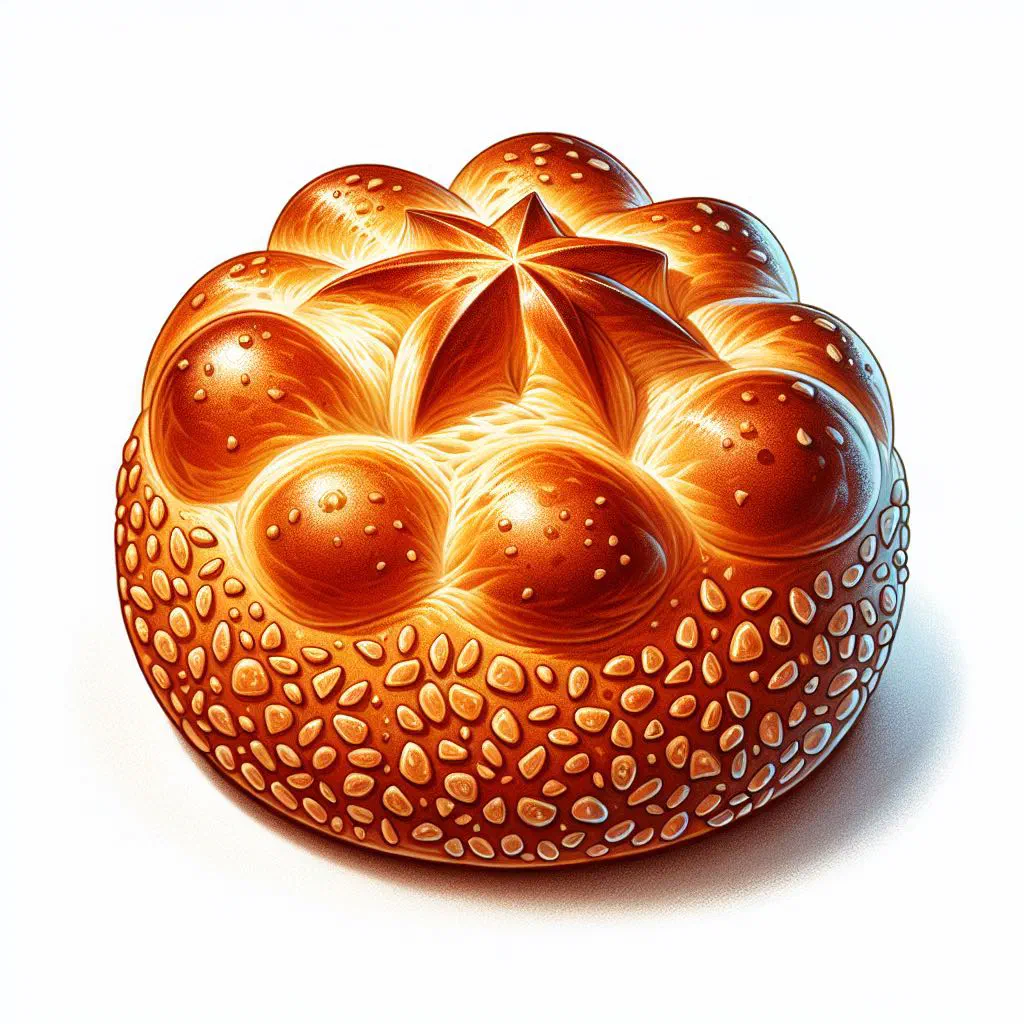 Golden Austrian kaiser rolls with the classic star pattern on top