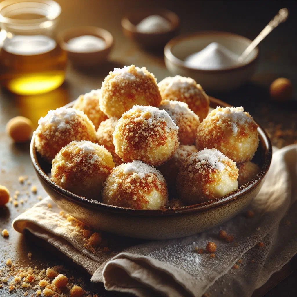Austrian quark dumplings rolled in golden buttered breadcrumbs and dusted with cinnamon sugar