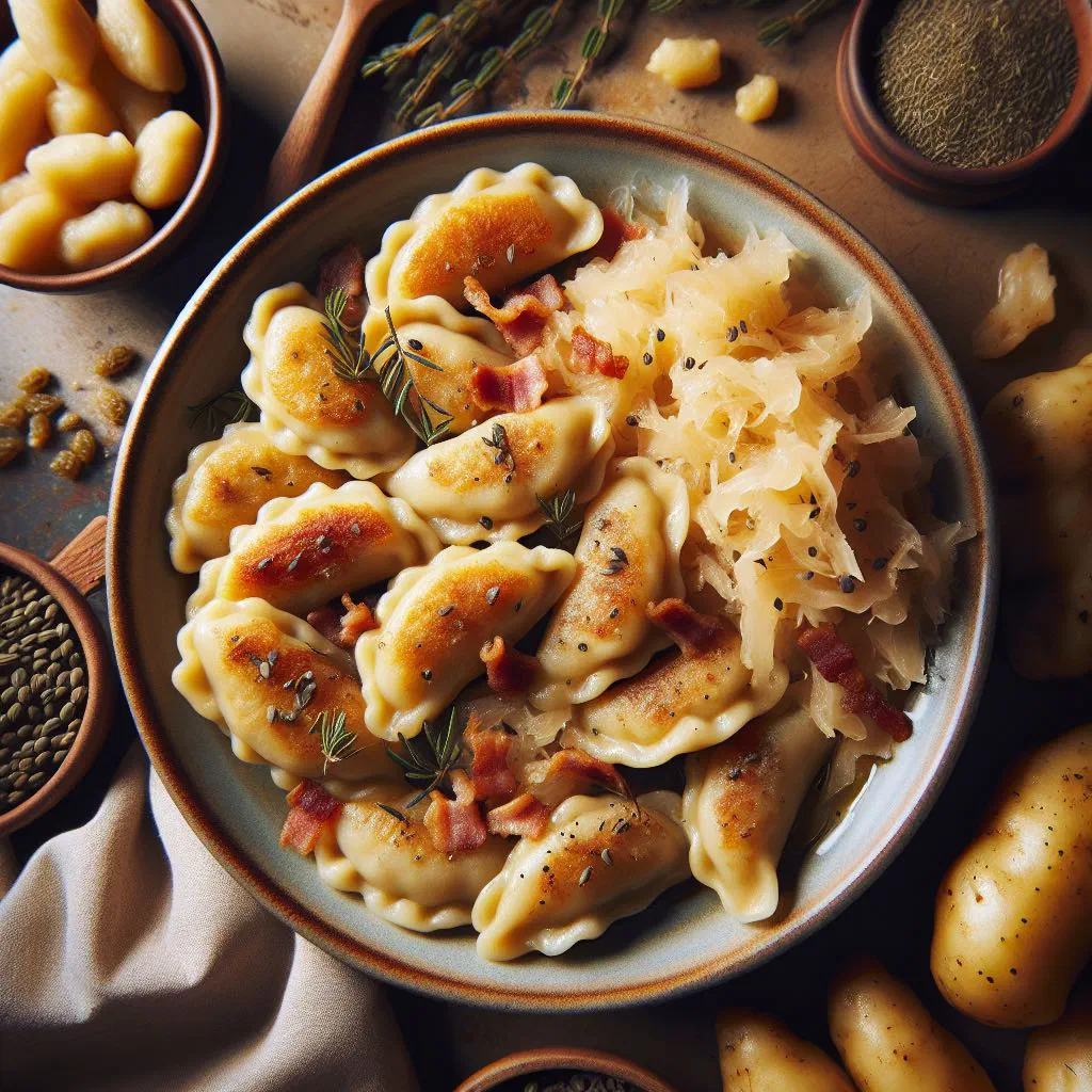 Pan-fried Schupfnudeln tossed with sauerkraut and caraway