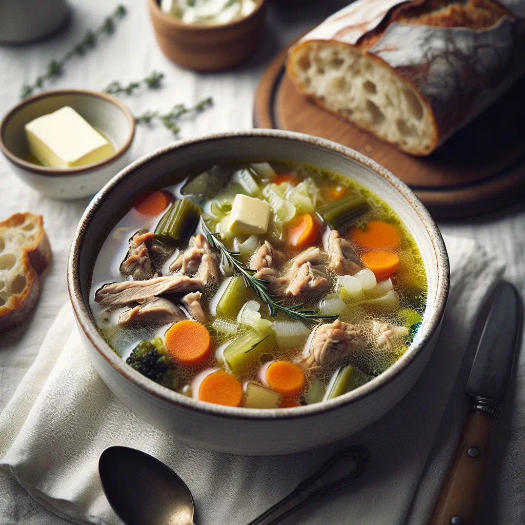 A warming bowl of Stosuppe garnished with fresh parsley
