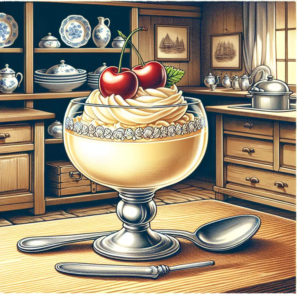 Austrian whipped cream dessert served in a glass with fresh berries