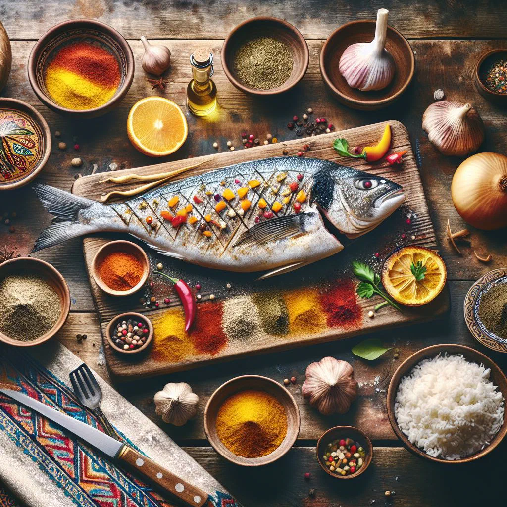 Grilled baliq fish garnished with fresh dill and lemon slices