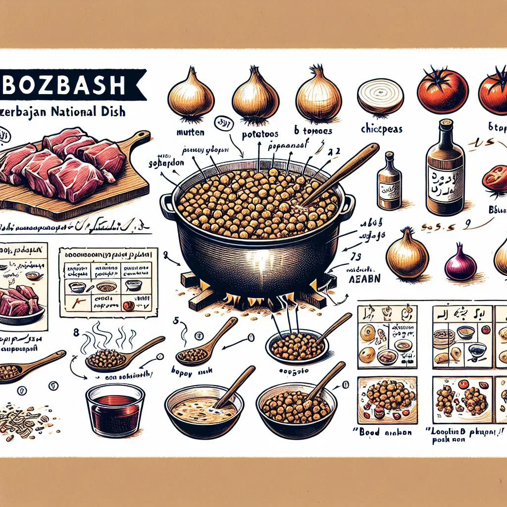 Bowl of Azerbaijani bozbash lamb soup with potatoes, carrots and fresh parsley