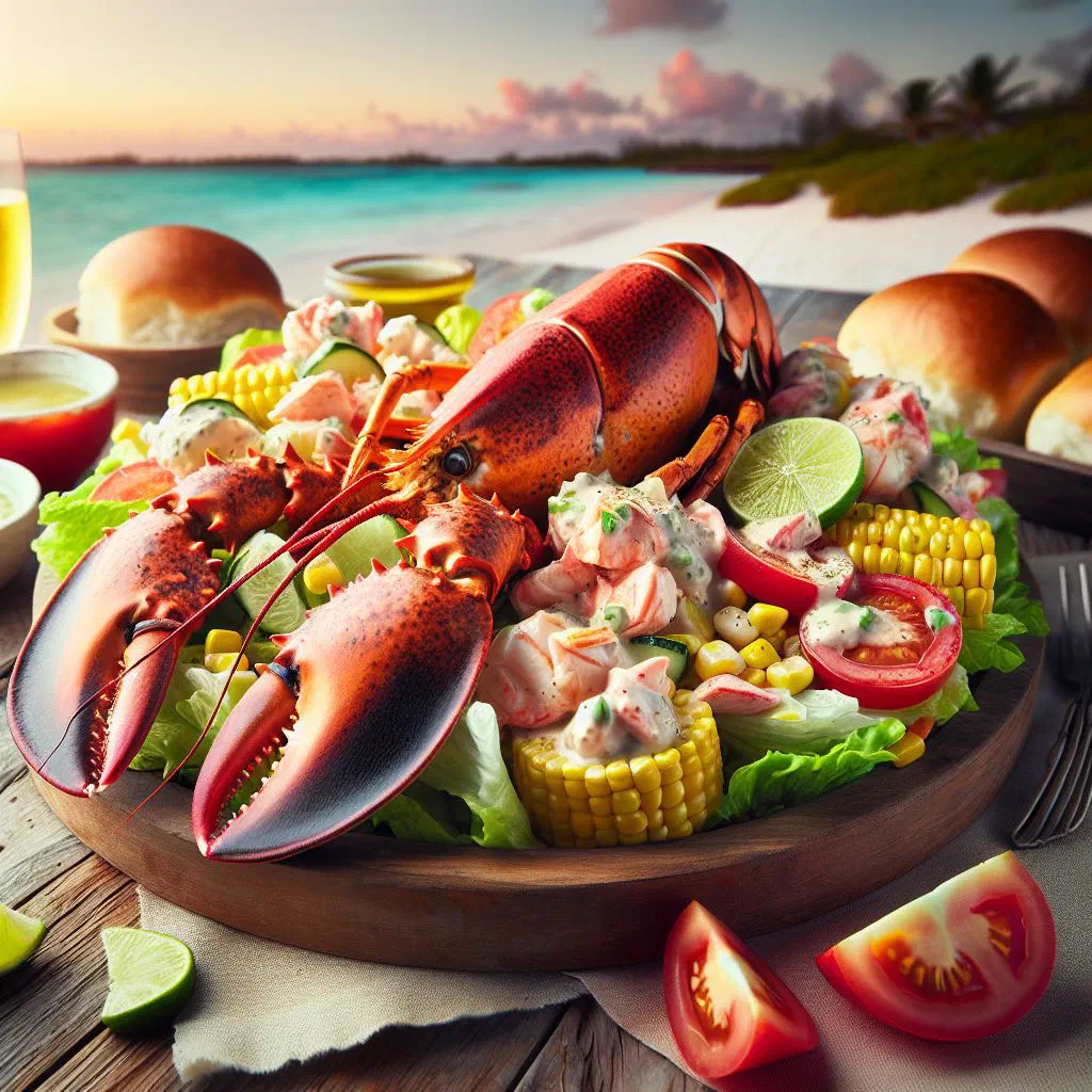 Bahamian lobster salad with celery, red pepper and fresh coriander