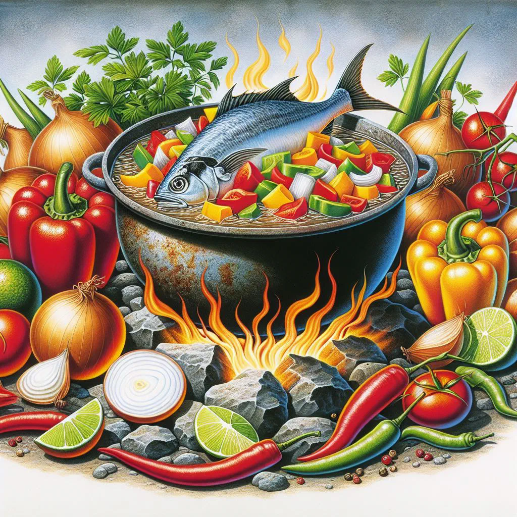 Bahamian stew fish simmered in a rich savoury sauce with peppers and tomato