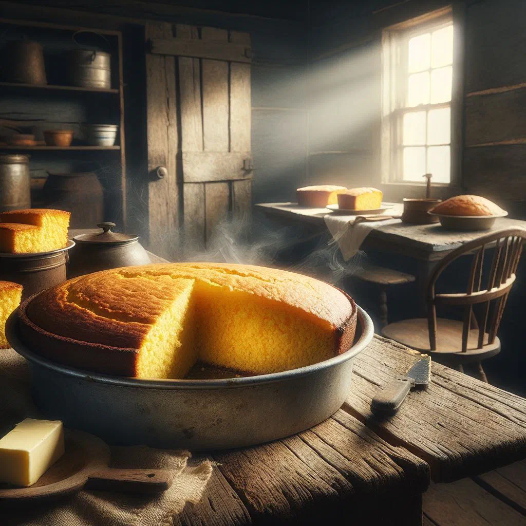 Golden Bahamian cornbread with a soft, crumbly texture