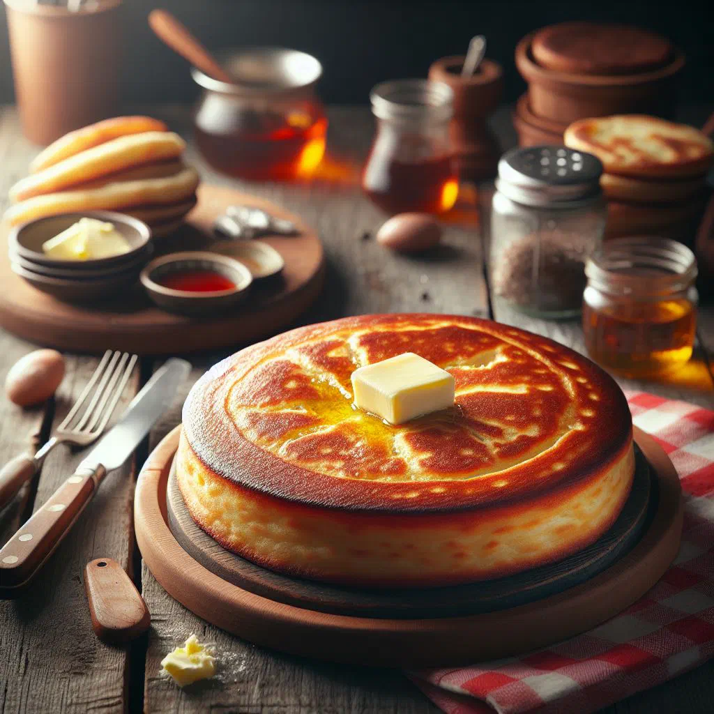 Golden-baked Bahamian johnny cake sliced on a plate