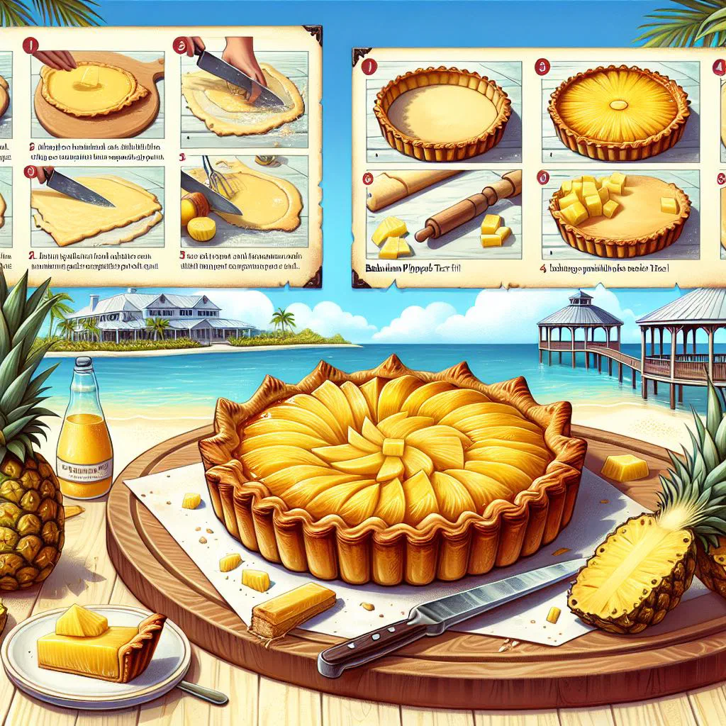 Golden pineapple tart with a sweet fruit filling and a crisp pastry base