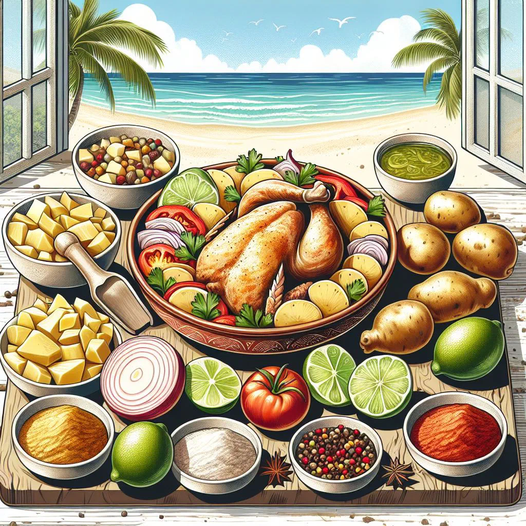 A bowl of Bahamian souse with tender meat, lime and fresh vegetables
