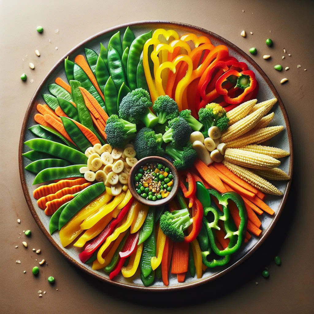 Colourful Bahamian vegetable stir fry with broccoli, peppers and carrots