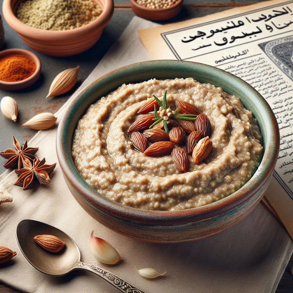 Creamy Bahraini al-jareesh of cracked wheat and chicken garnished with parsley