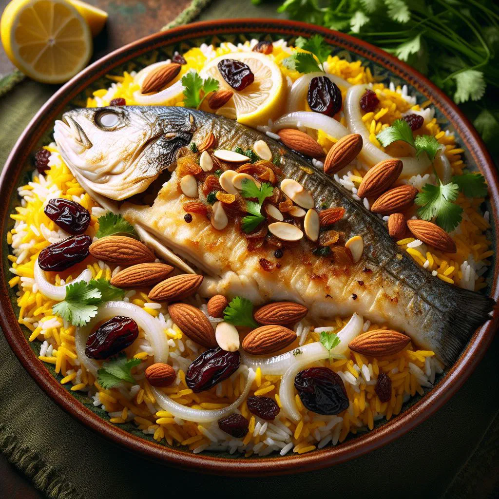 Bahraini fish majboos with spiced basmati rice and tender white fish