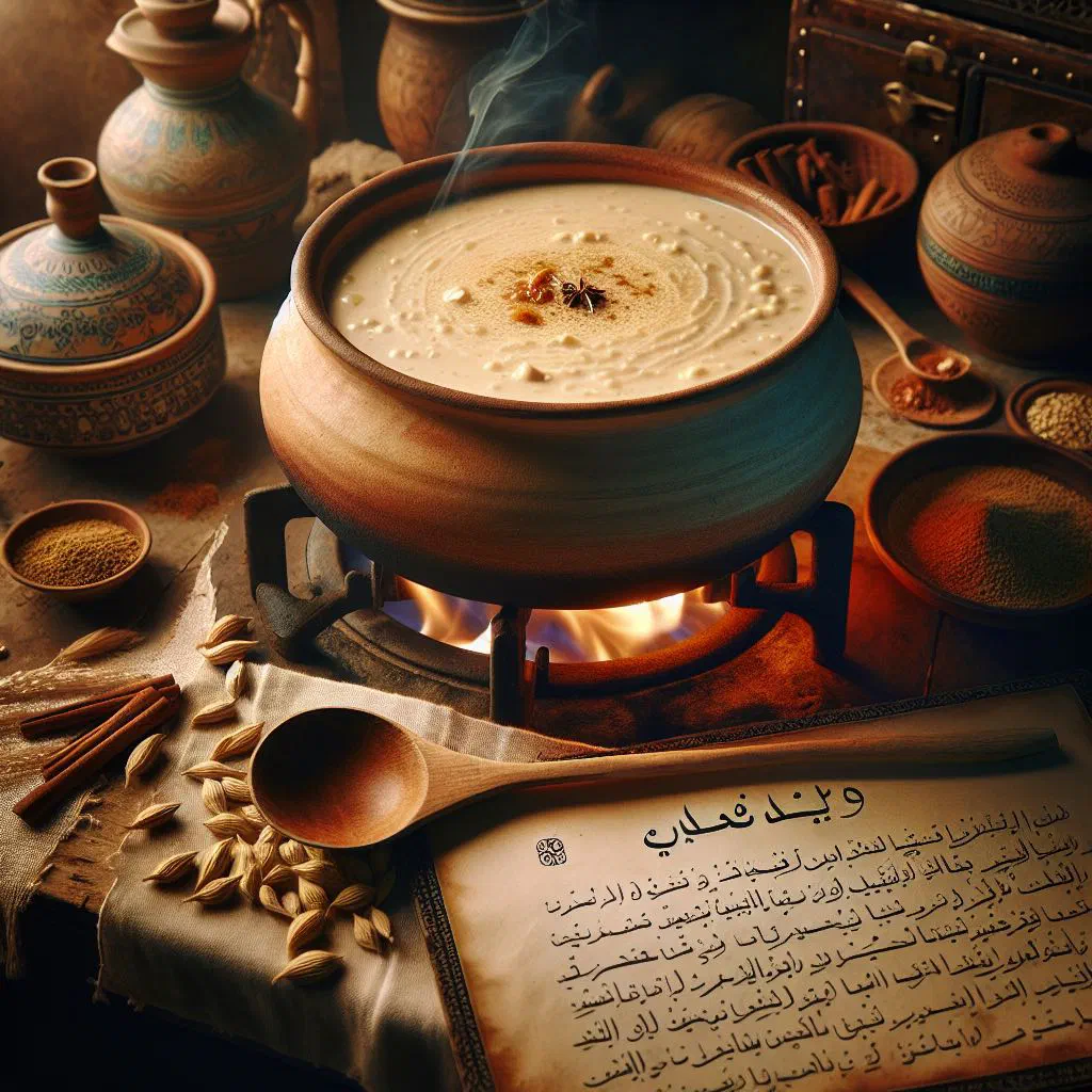Creamy bowl of Bahraini harees topped with cinnamon and butter
