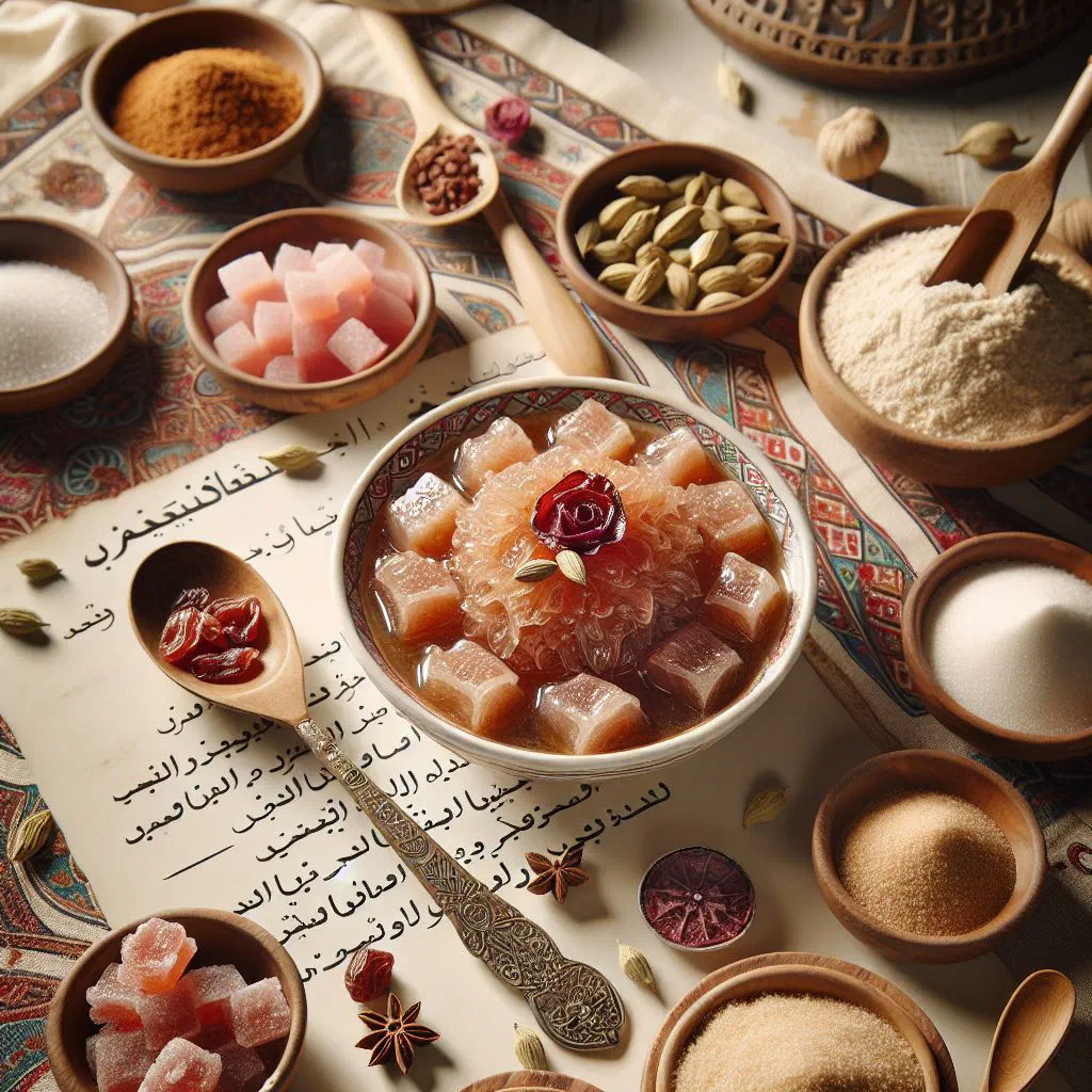 Warm bowl of Bahraini khabeesa garnished with nuts and mint
