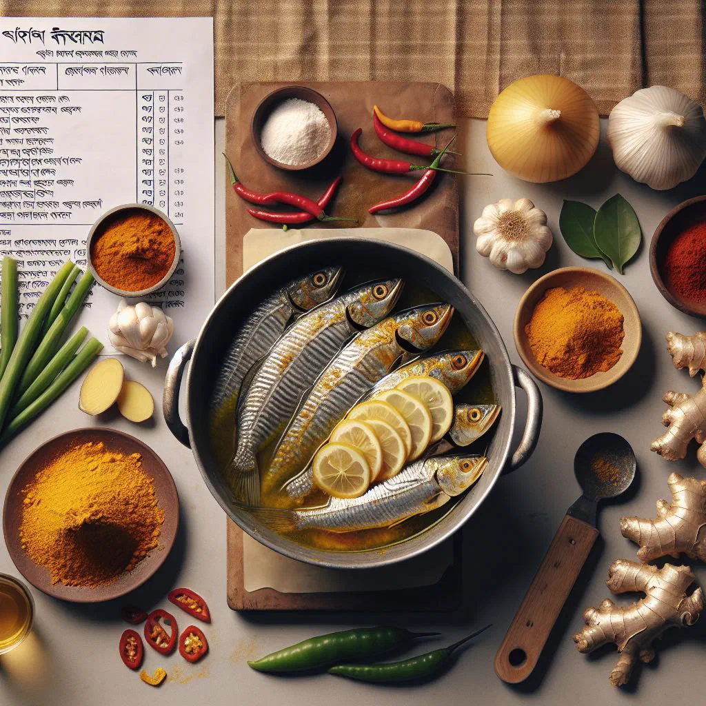 Ilish macher jhol, a spiced hilsa fish curry garnished with fresh coriander