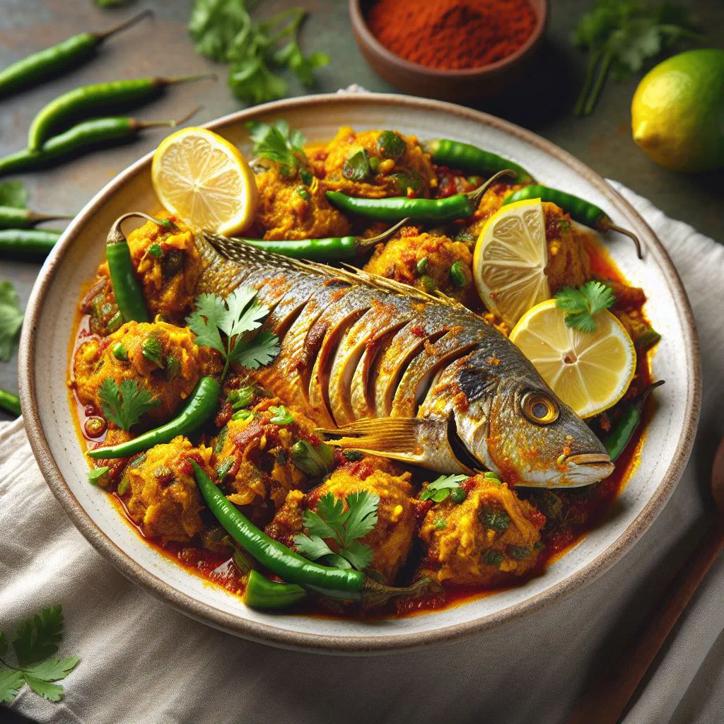 Mashed smoked tilapia bharta with onions, green chilli and fresh coriander