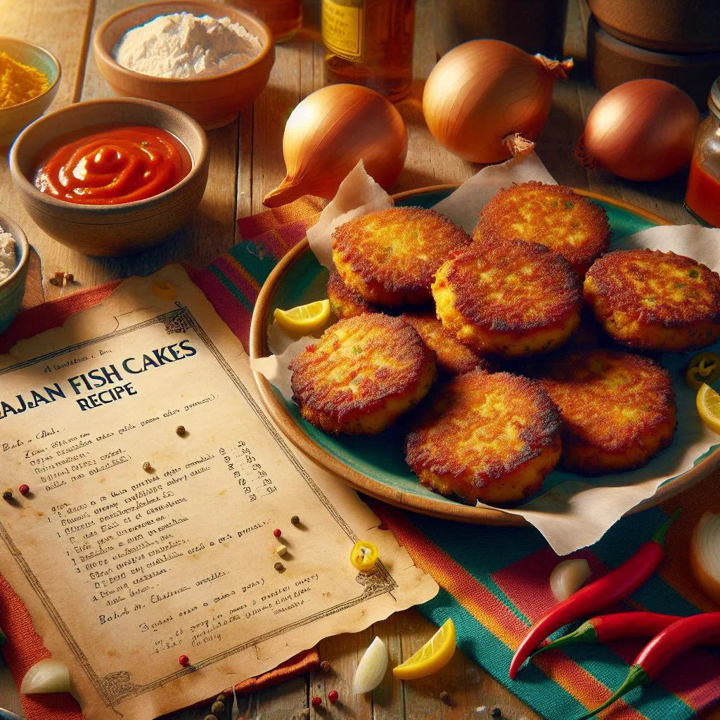 Golden fried Bajan fish cakes served with fresh herbs and a lime wedge