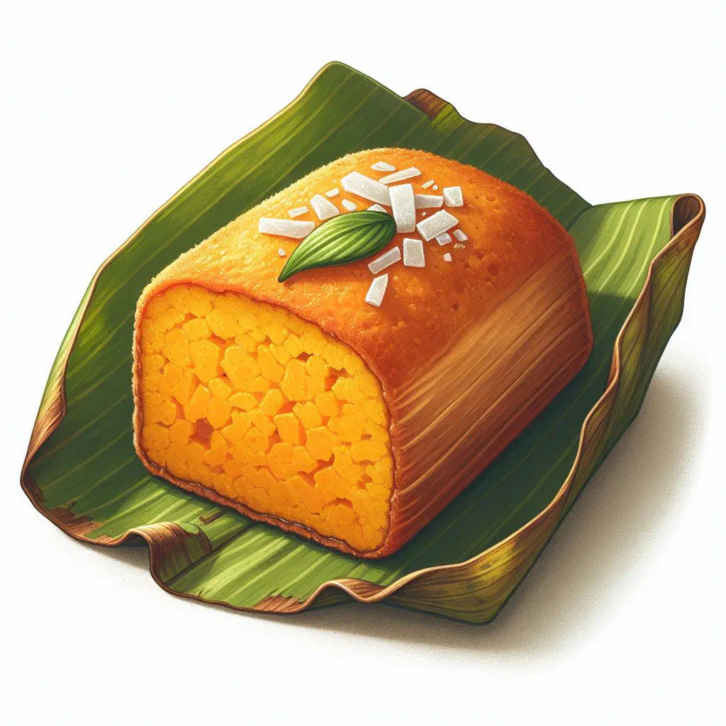 Sweet Barbadian conkie made with coconut, pumpkin and warm spices
