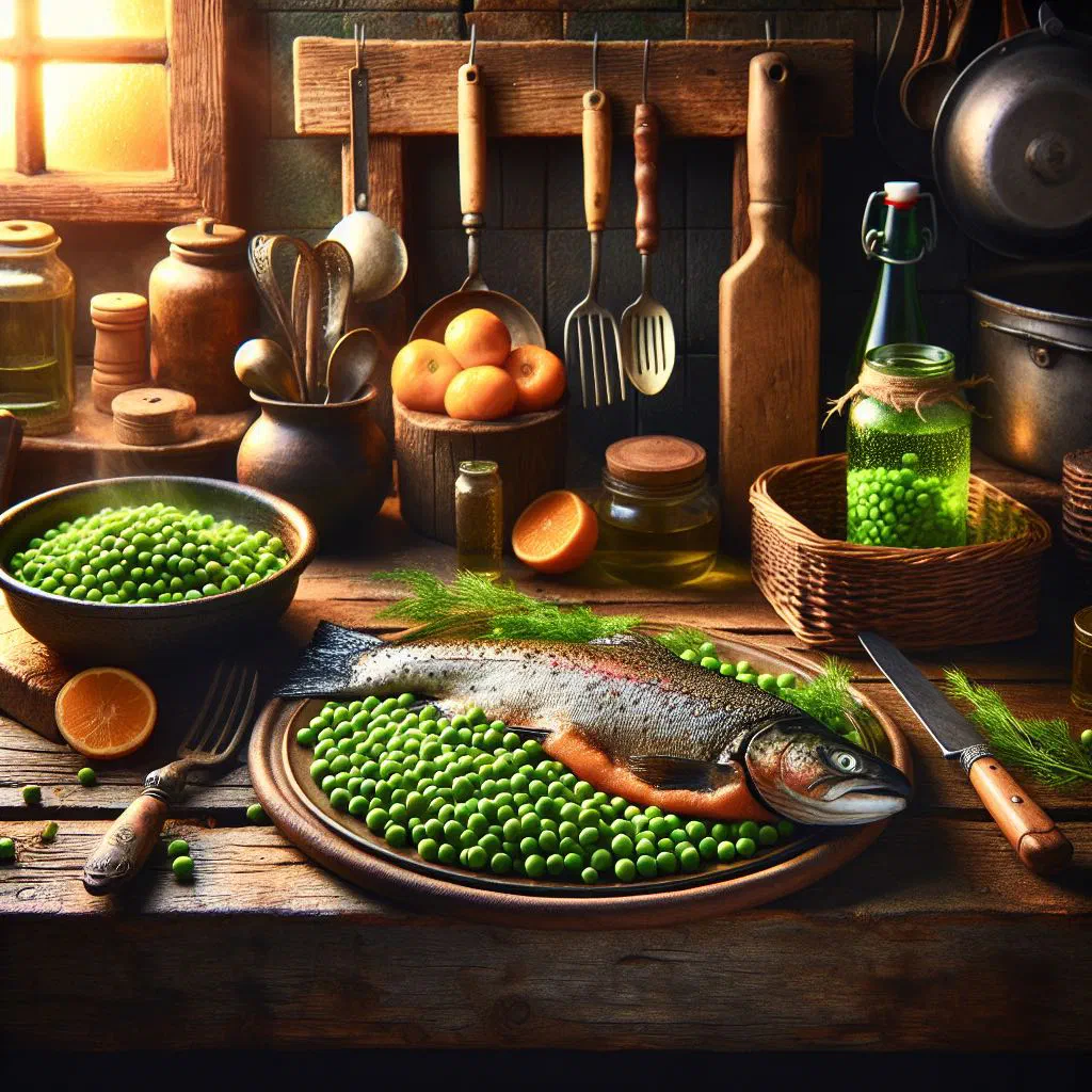 Fresh fish simmered with pigeon peas, tomatoes and coriander on a colourful plate