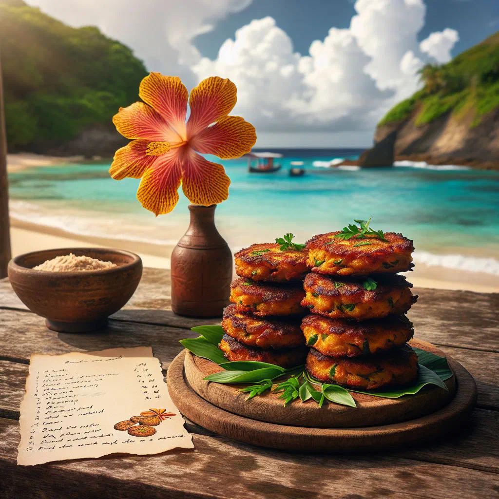 Golden, crispy Barbadian fish cakes served with lemon wedges
