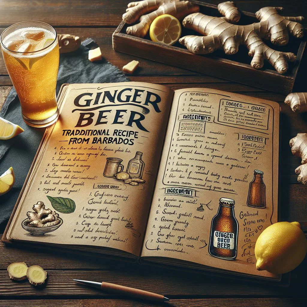 A chilled glass of homemade Barbadian ginger beer garnished with fresh mint