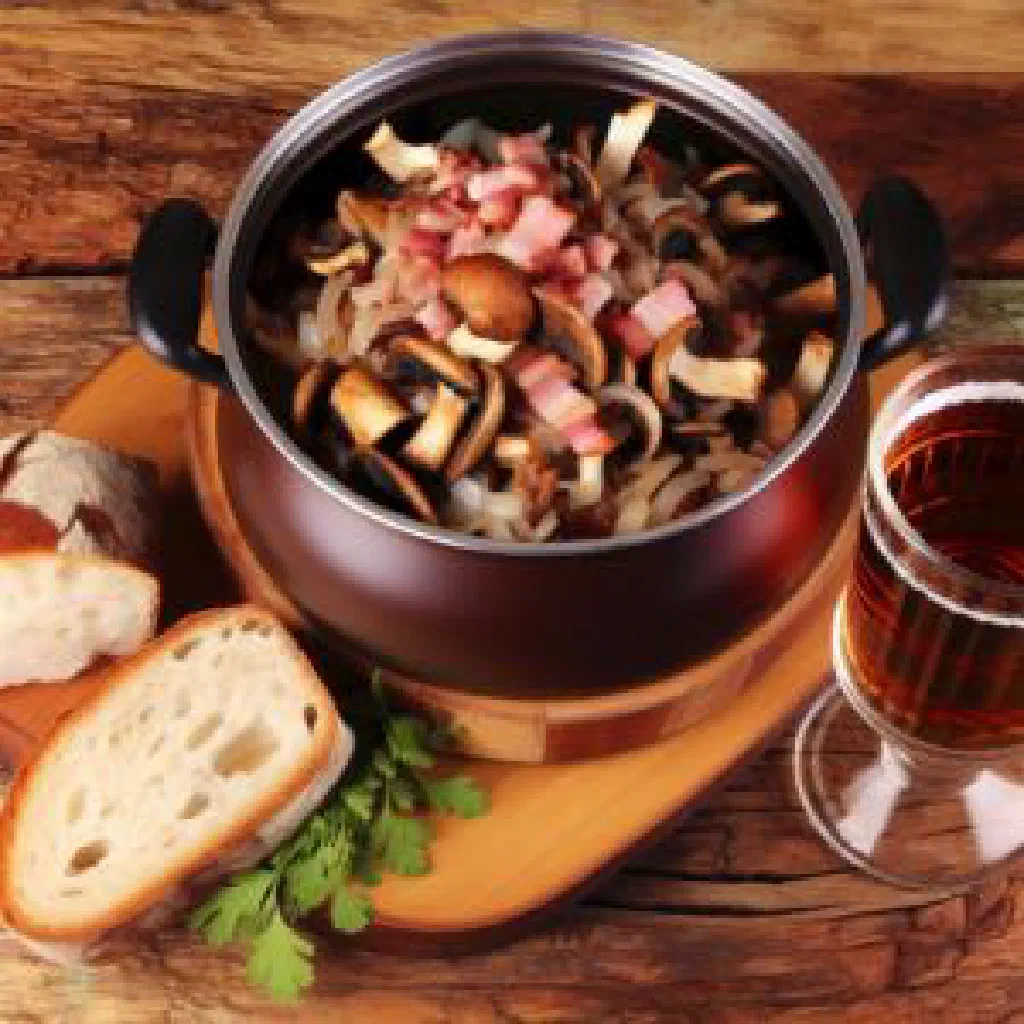 Barkuny dumplings on a plate garnished with fresh herbs