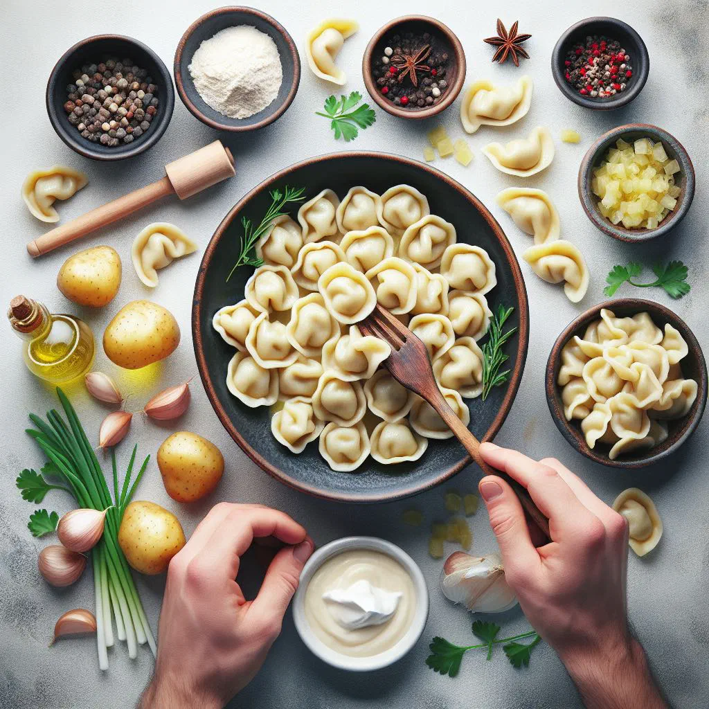 Belarusian kopytka potato dumplings tossed in butter and sprinkled with dill